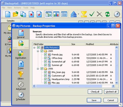 Backup-properties