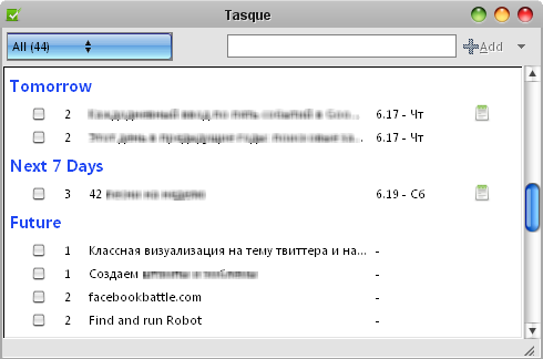 Интерфейс Tasque под Windows