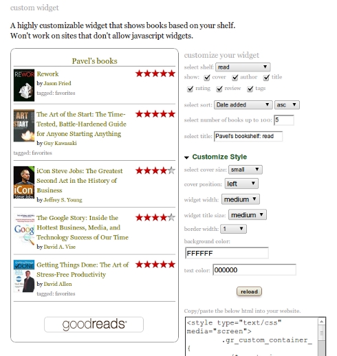 goodreads - widget