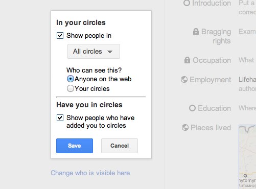 как контролировать видимость в кругах Google+