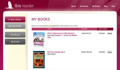 обложки книг в Ibis Reader