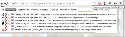 google chrome extensions manager