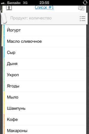 структурированный список покупок, купи батон