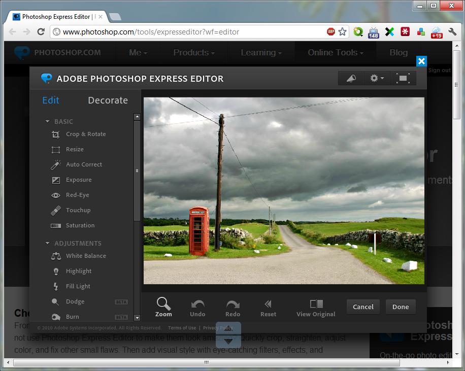 Photoshop Express — бесплатный фоторедактор для работы онлайн