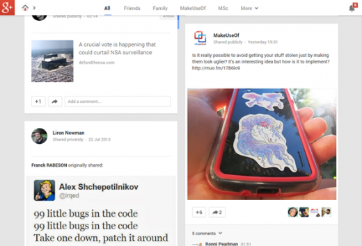 Интерфейс Google+