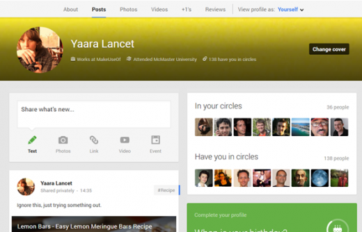 Профили в Google+