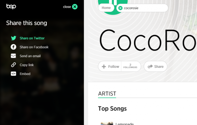 Расшариваем трек через Bop.fm