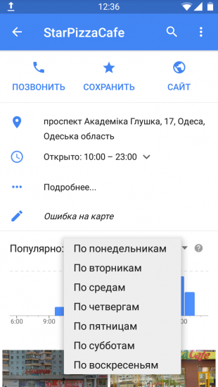 Google Maps pizza