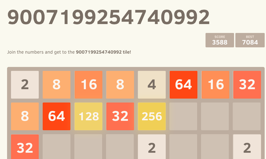 2048 8x8 (9007199254740992) Playing on iphone - part 1 