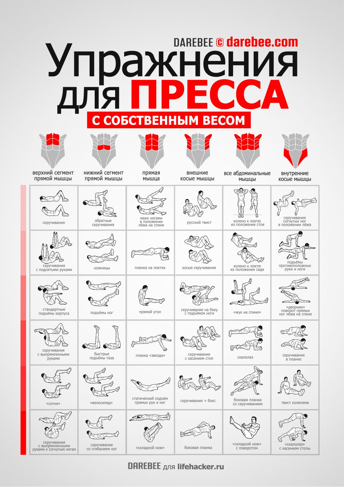 ИНФОГРАФИКА: 36 упражнений для пресса. Обсуждение на LiveInternet - Российский Сервис Онлайн-Дневников