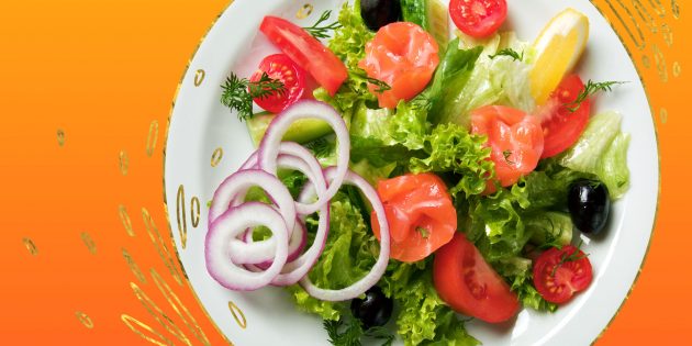 Салат с семгой и авокадо: вариант с зеленью, помидорами и соусом