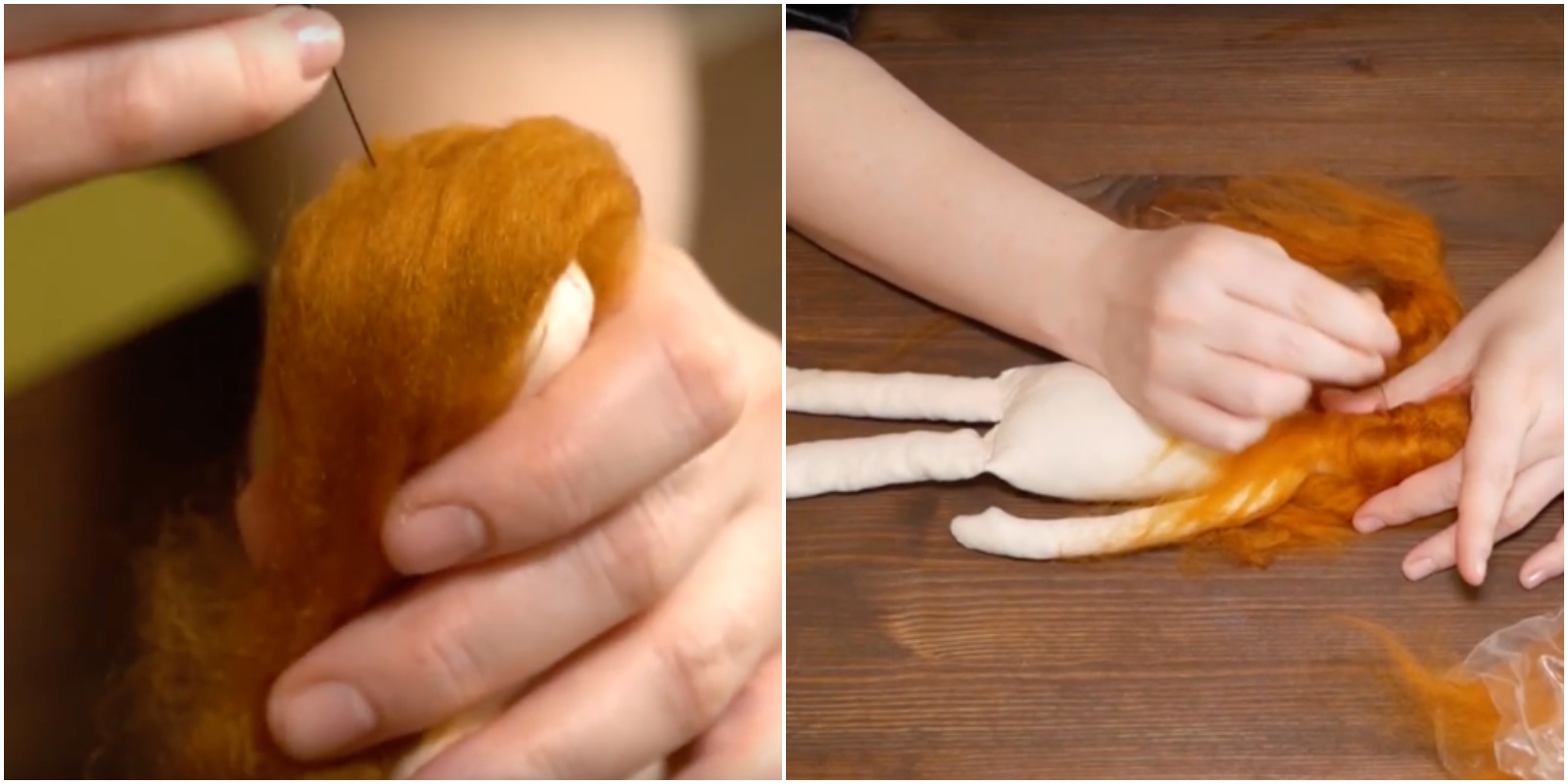 Видео мастер-класс: как сделать волосы кукле Тильде из атласных лент