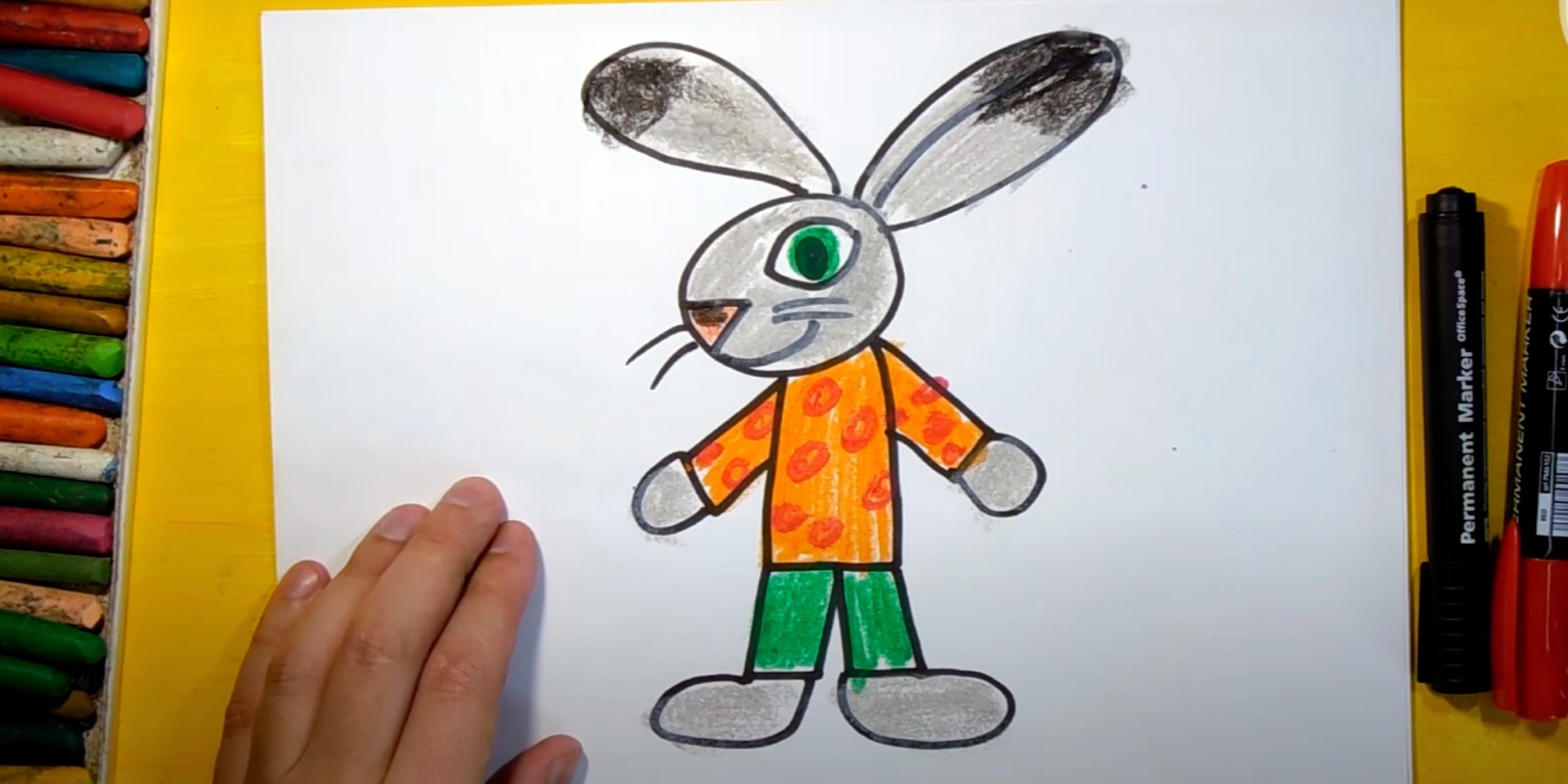 Рисунок зайца для детей легкий