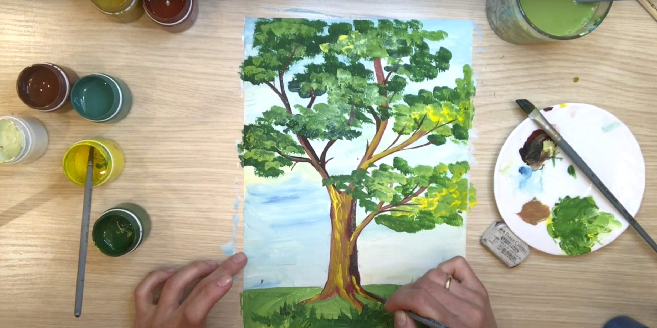 Как нарисовать дерево цветными маркерами или фломастерами